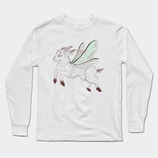 Goat with colorful wings Long Sleeve T-Shirt